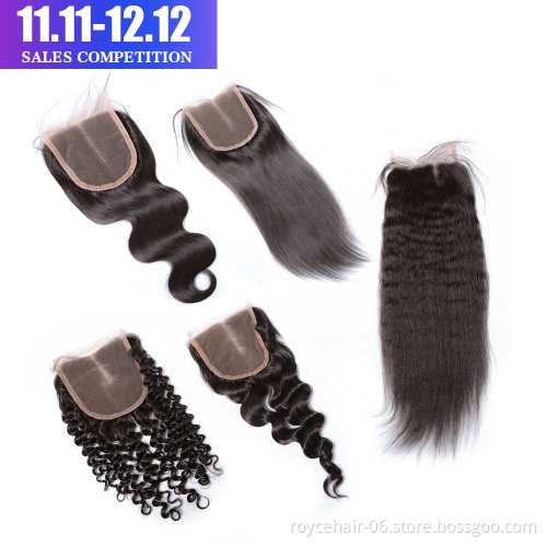Pre Plucked Natural Hair Line 4 x 4 Virgin Human Hair Lace Closure Body Wave